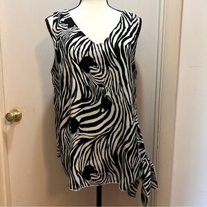 MTS Sleeveless Zebra Side Tie Long Blouse - Size Large